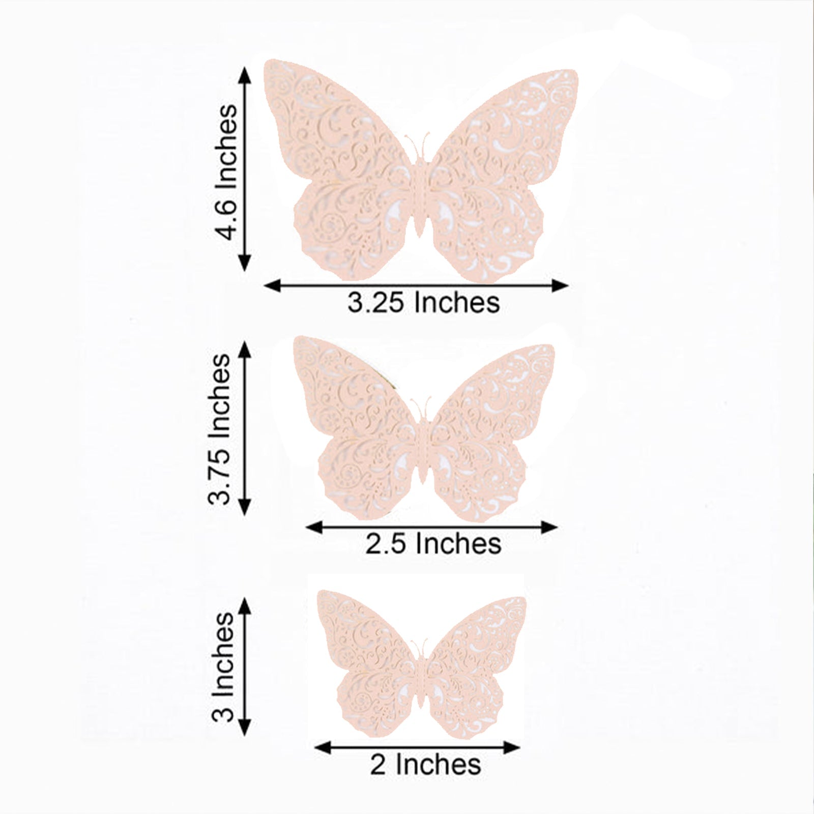12 Pack Blush Butterfly Mural Decals 3D Removable DIY Decals Wall