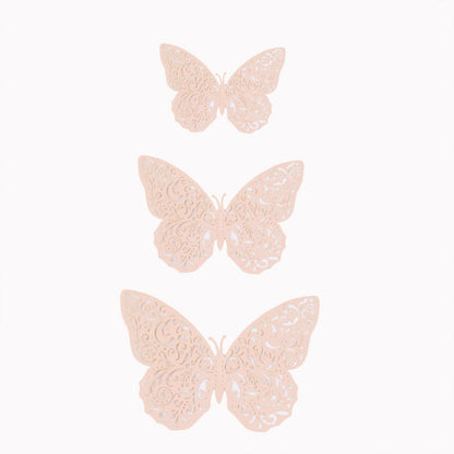 Removable Butterfly Decals 3D DIY Wall Mural Stickers in Blush Color 12 Pack 