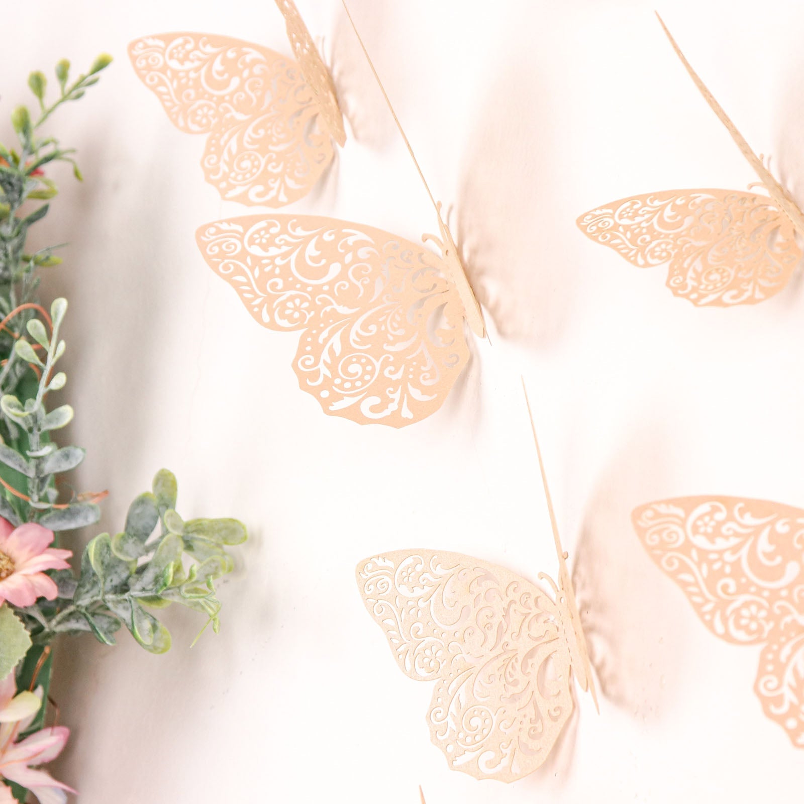 12 Pack of Removable 3D Blush Butterfly DIY Wall Mural Stickers 