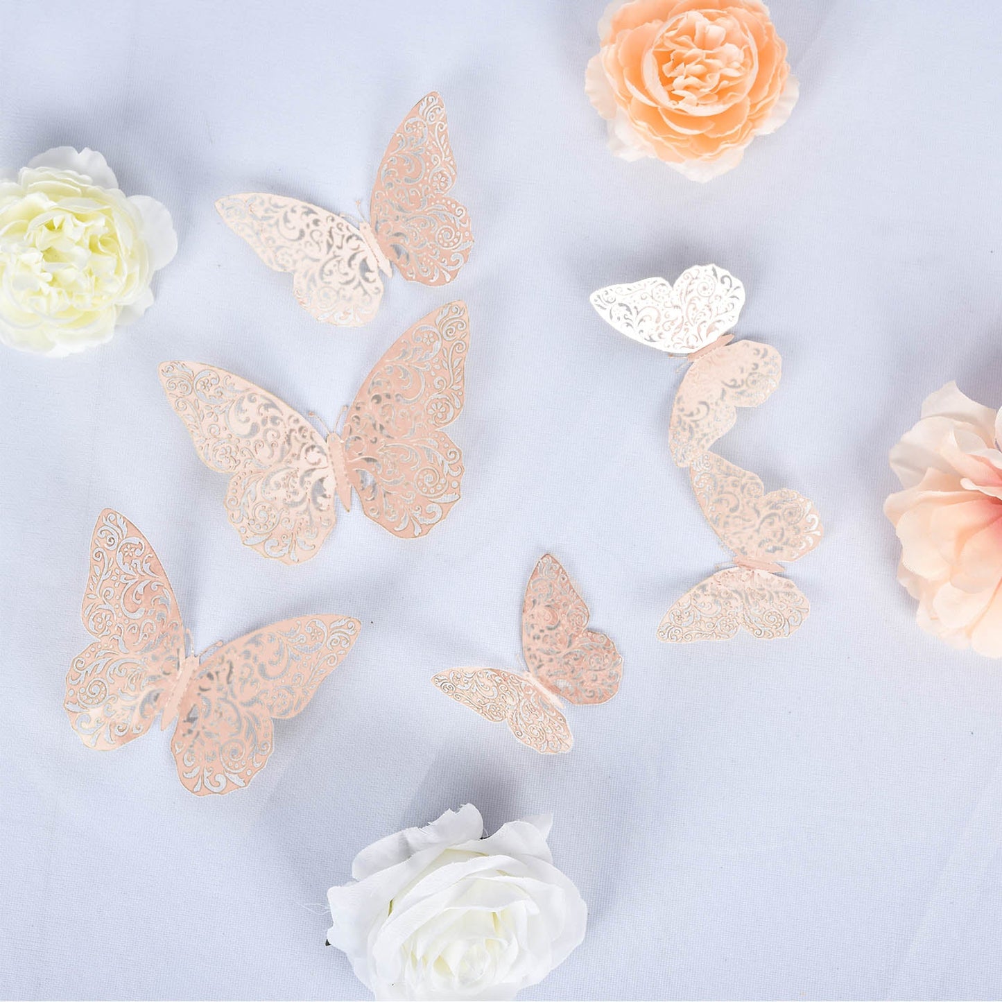 12 Pack 3D Blush Butterfly Wall Decals DIY Removable Mural Stickers Cake Decorations