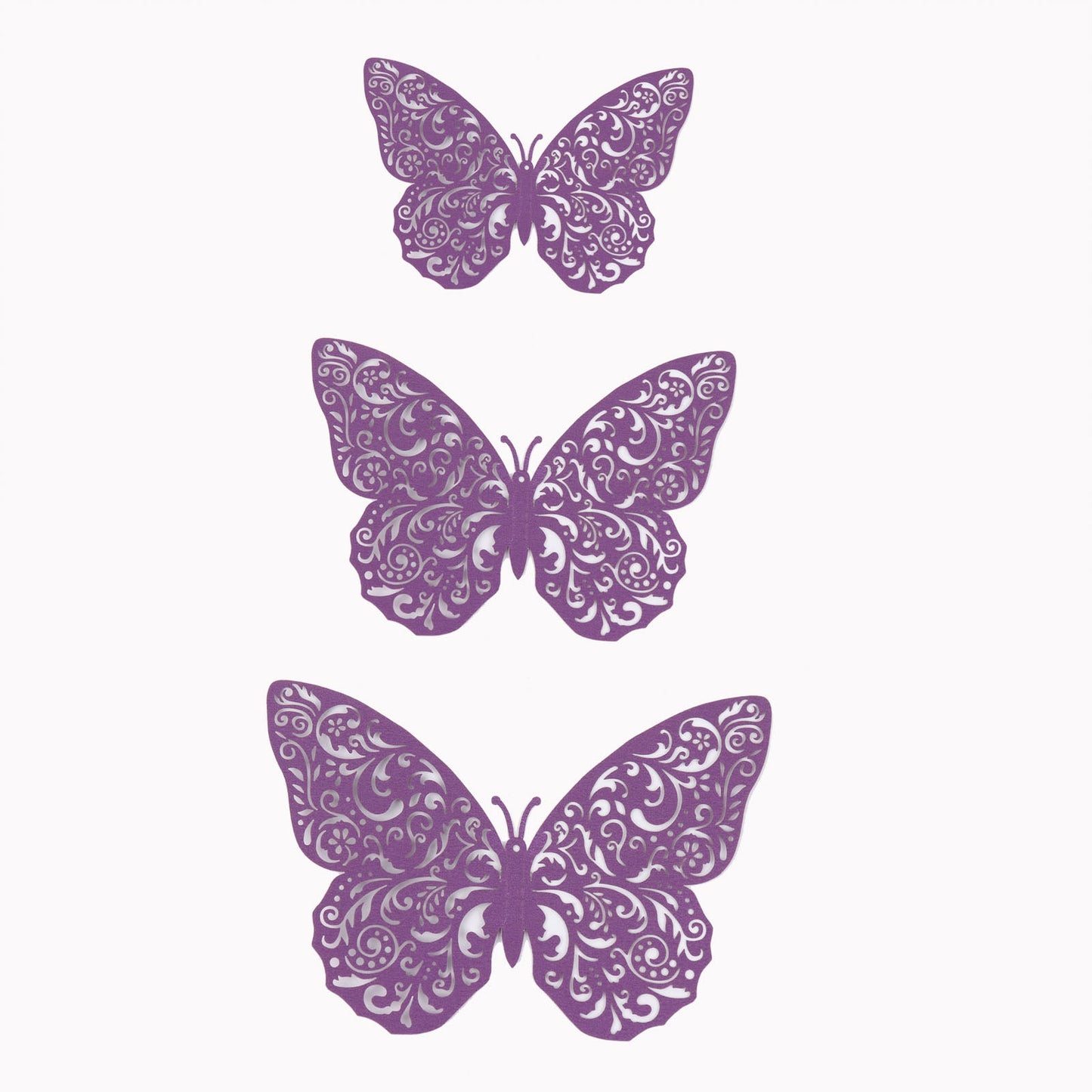 12 Pack Of 3D Purple Butterfly Wall Stickers Cake Décor