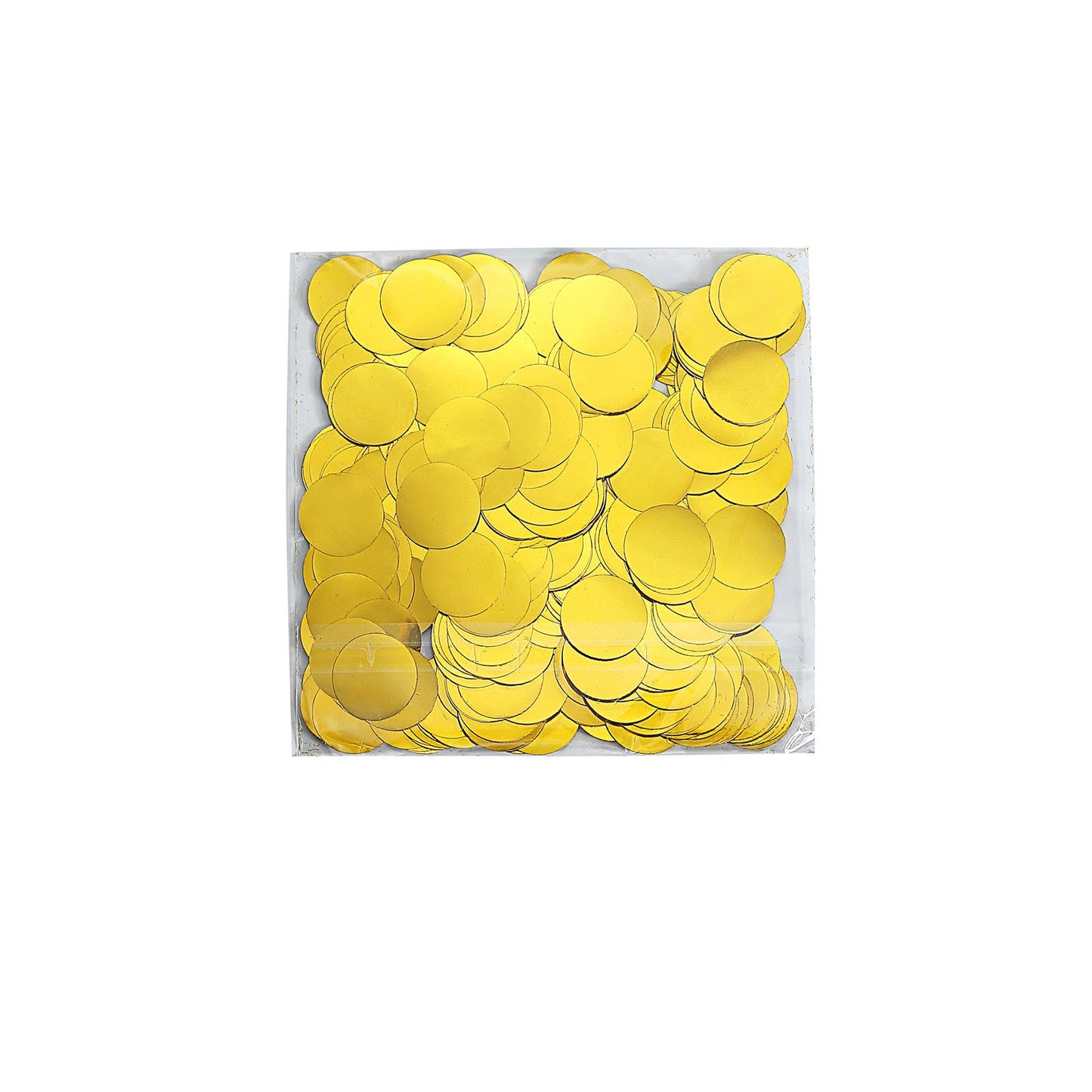 Gold round foil metallic table confetti dots for festive decor.