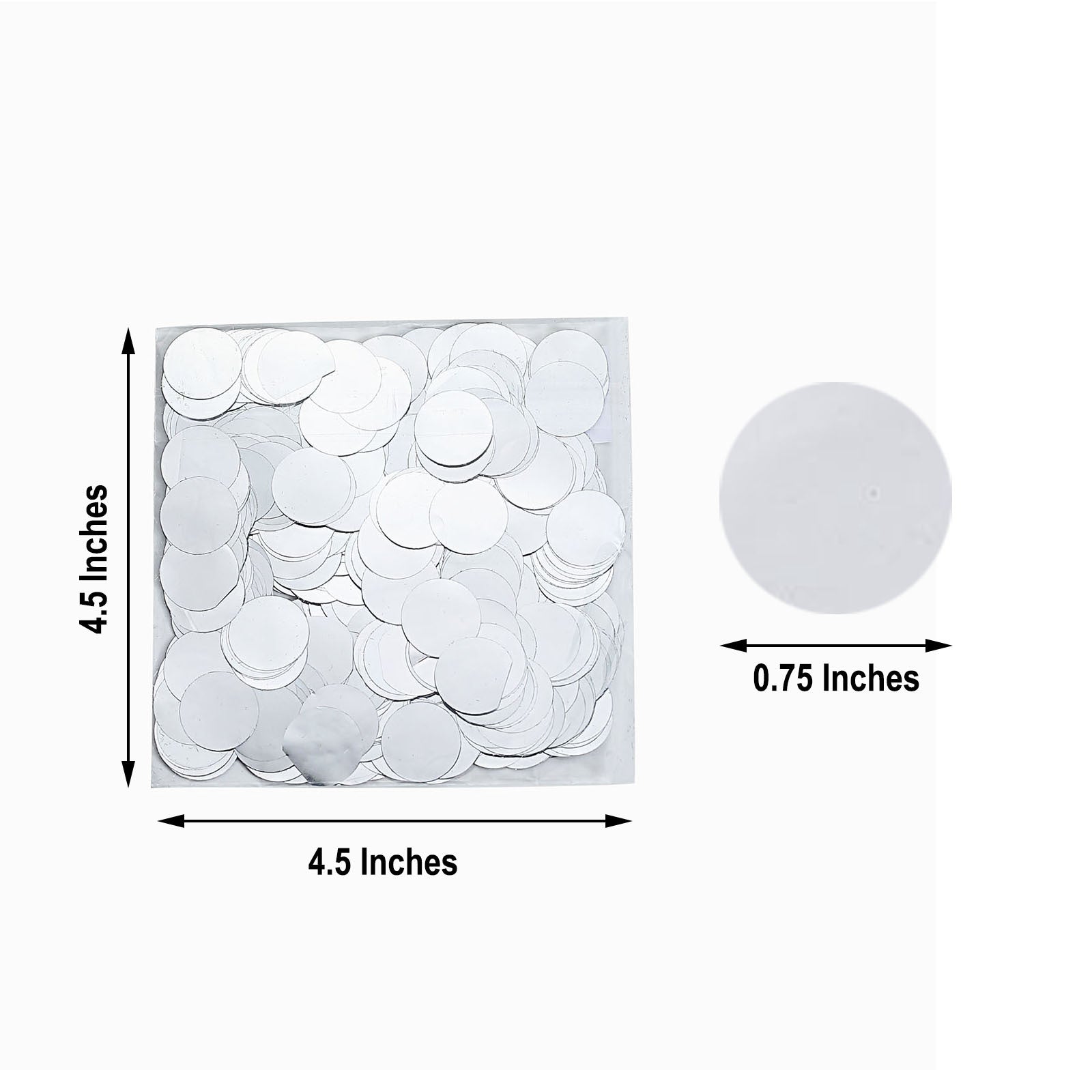 Silver round foil metallic table confetti dots for festive decor.