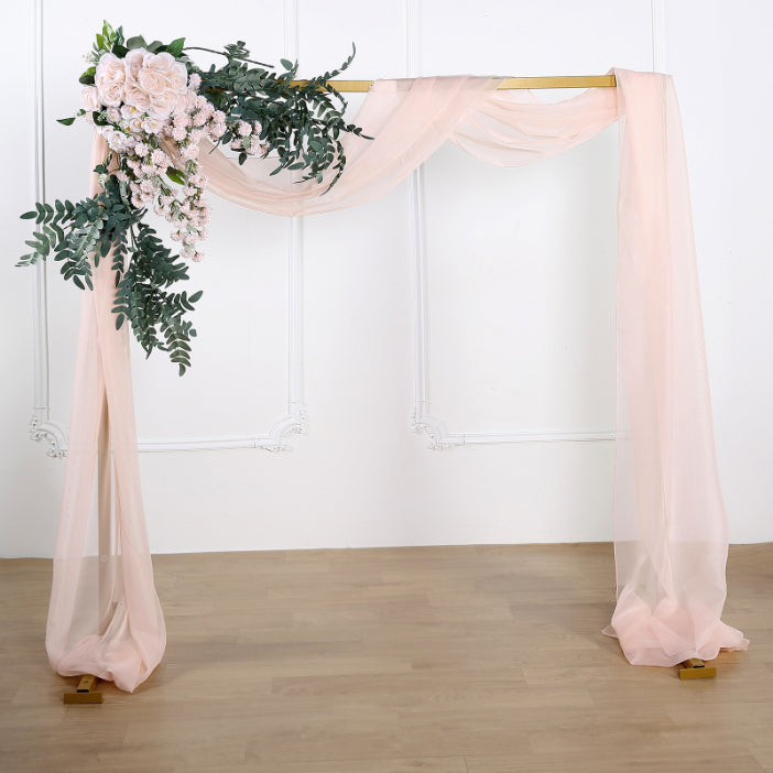 18ft Blush Sheer Organza Wedding Arch Drapery Fabric, Window Scarf Valance