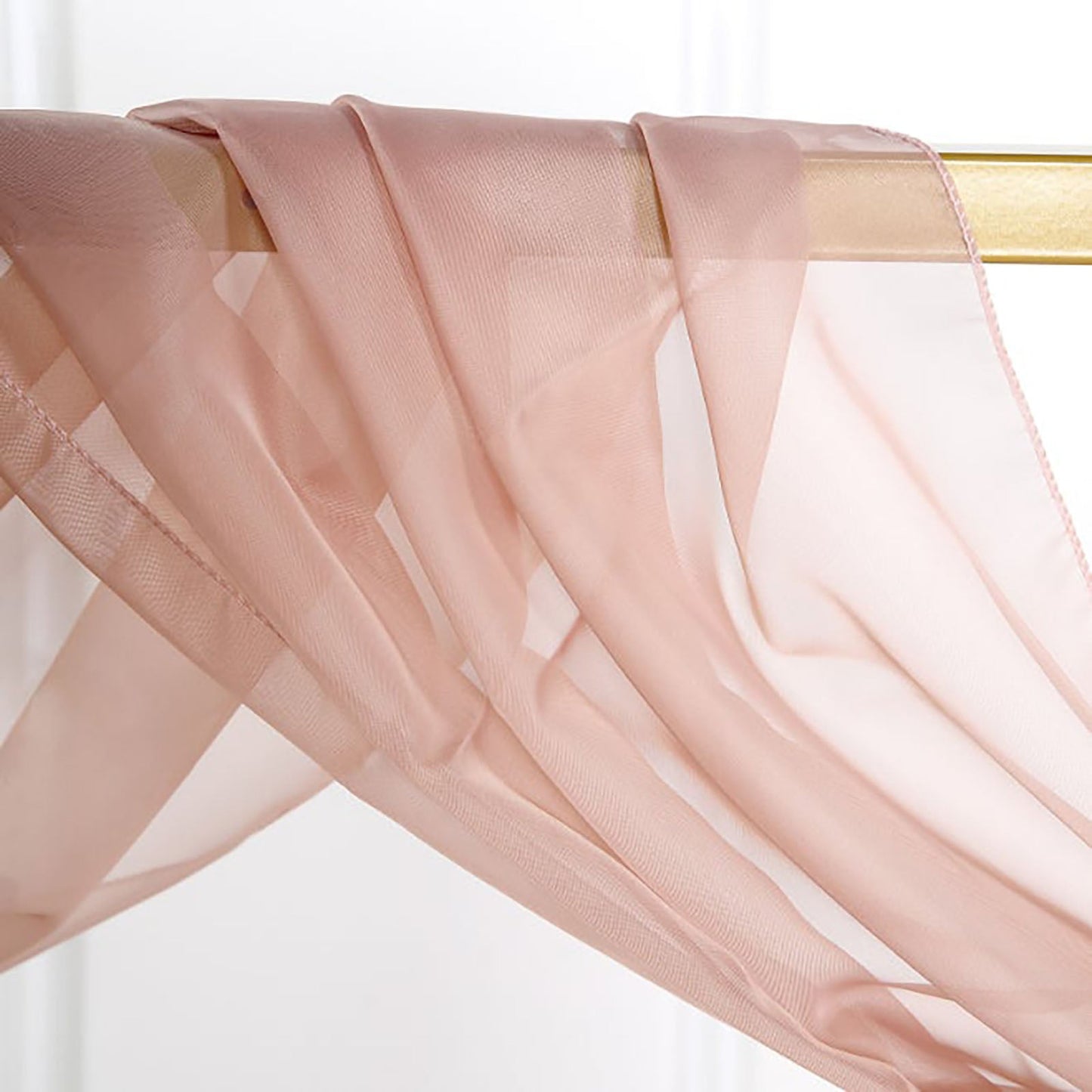 Dusty Rose Color Arch Drapery Sheer Organza Fabric 18 Feet Window Scarf Valance 