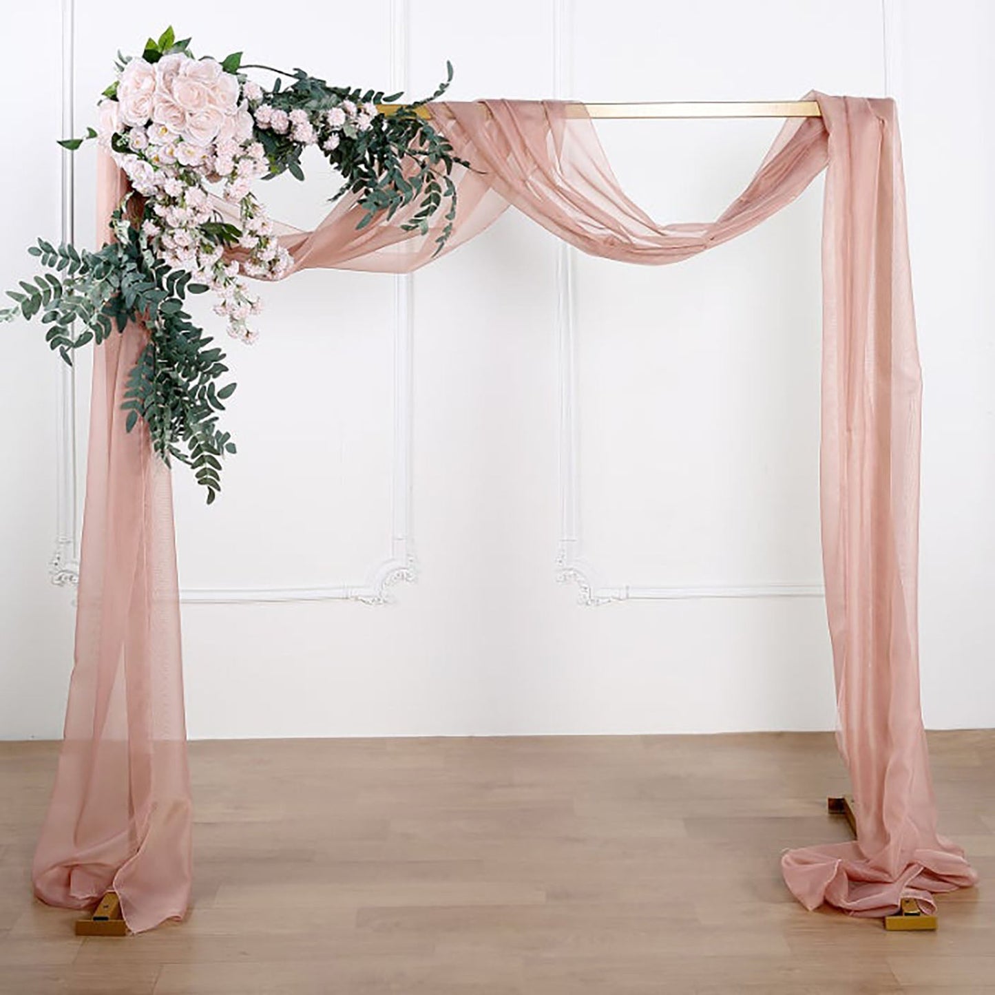 18ft Dusty Rose Sheer Organza Wedding Arch Drapery Fabric, Window Scarf Valance