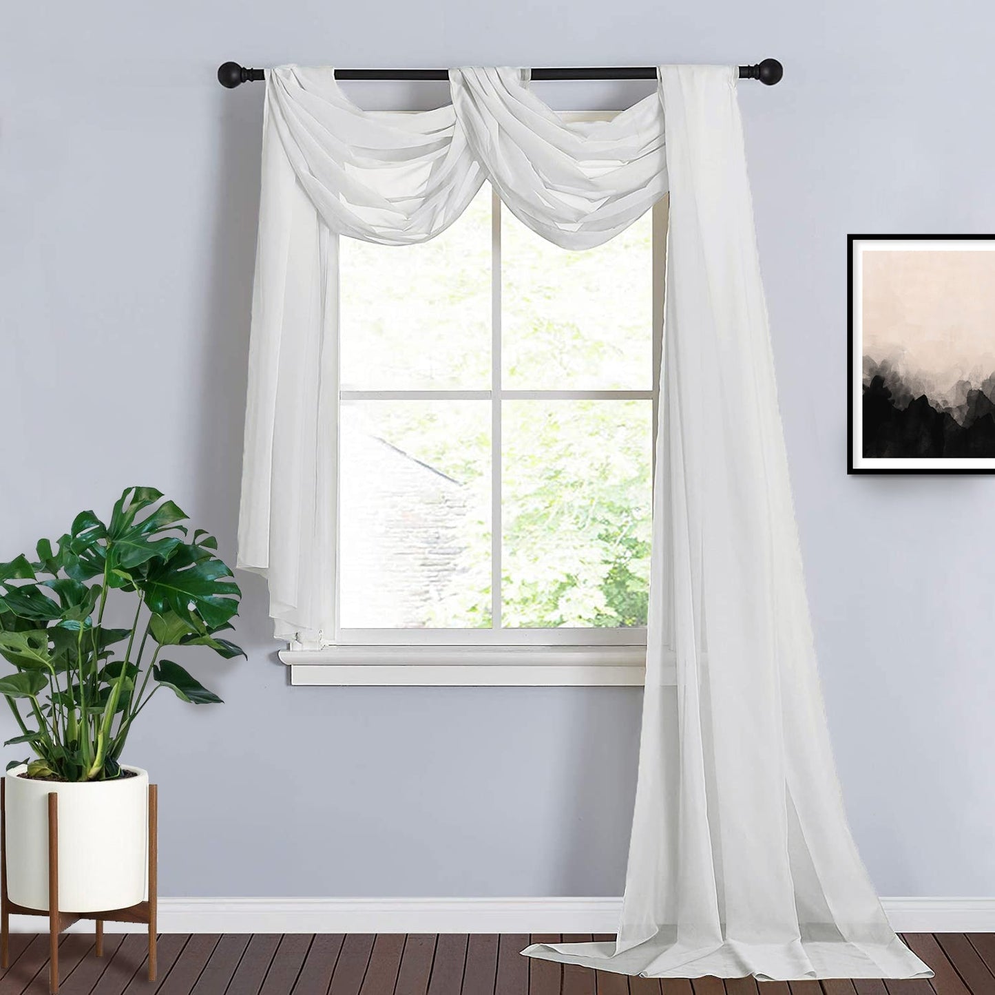 Ivory Organza Window Scarf Valance 18 Feet