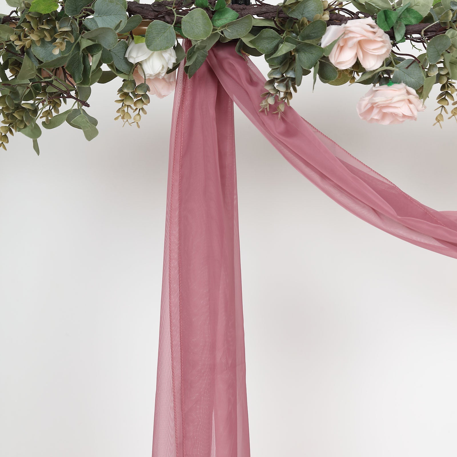 Sheer Organza Arch Drapery In Mauve Cinnamon Rose 18 Feet