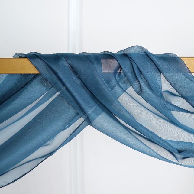 Navy Blue Color Arch Drapery Sheer Organza Fabric 18 Feet Window Scarf Valance 