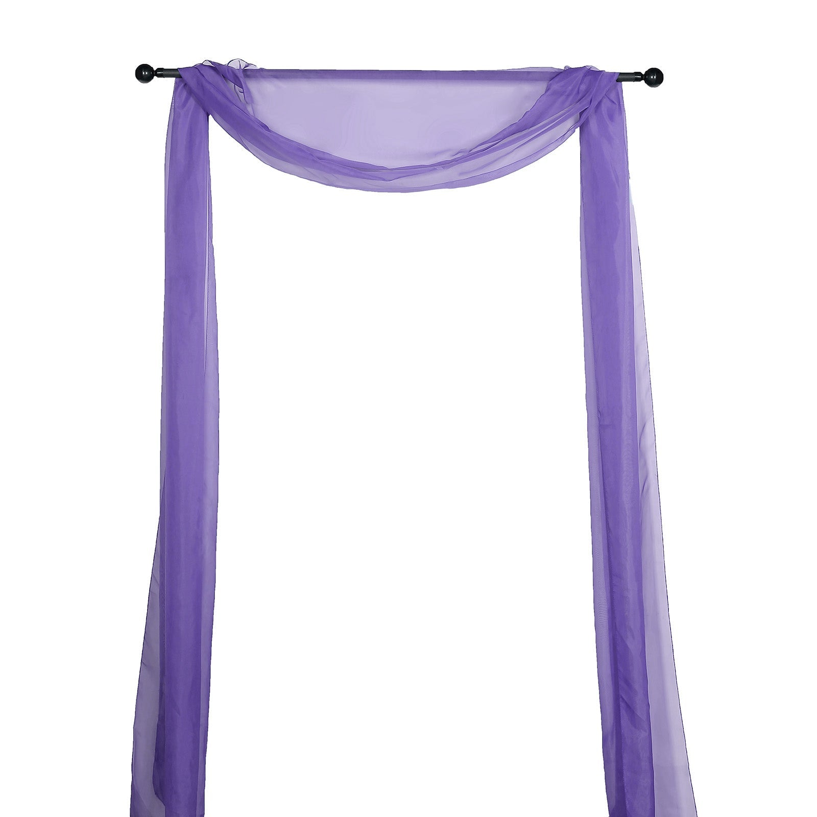 18 Feet Sheer Organza Window Scarf Valance In Purple 