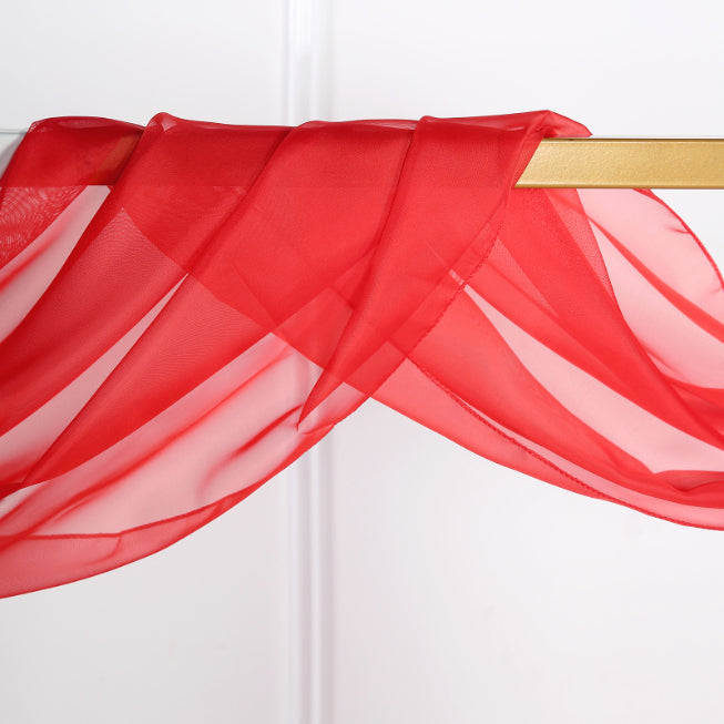 Red Sheer Organza Window Scarf Valance 18 Feet