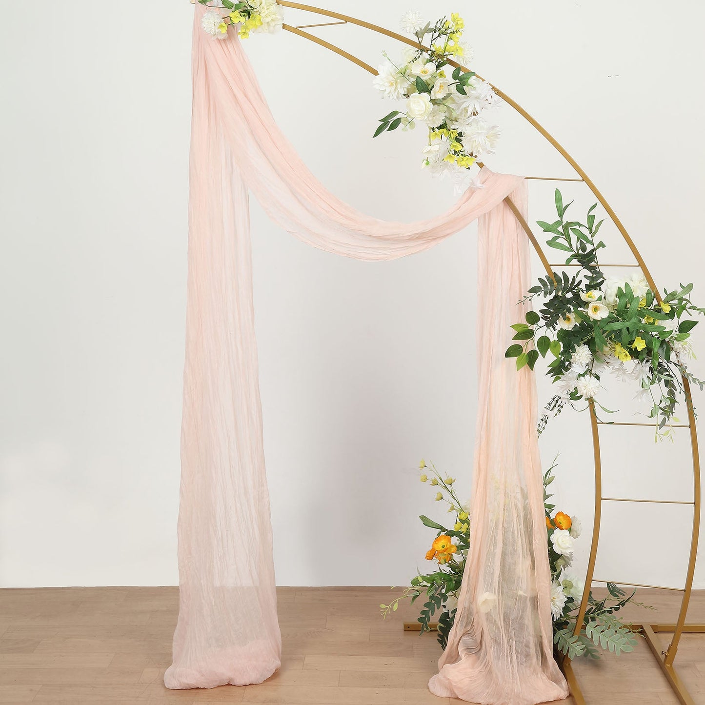 Blush Rose Gold Cheesecloth Window Drapes 20 Feet Gauze Fabric