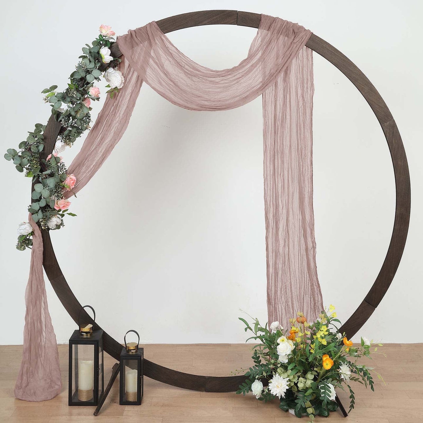 20ft Dusty Rose Gauze Cheesecloth Fabric Wedding Arch Decorations, Window Scarf Valance Drapes, Boho Arbor Curtain Panel