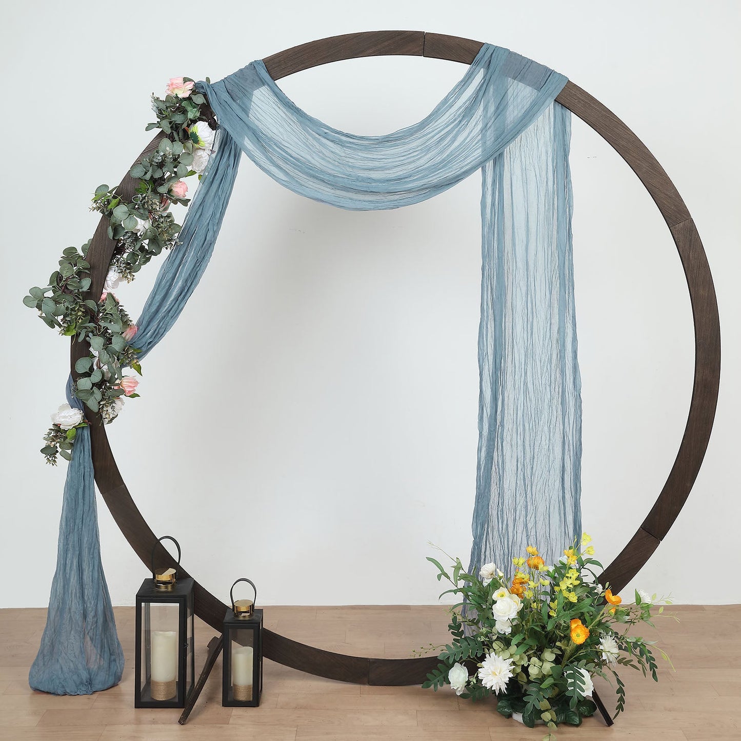 20ft Dusty Blue Gauze Cheesecloth Fabric Wedding Arch Decorations, Window Scarf Valance Drapes, Boho Arbor Curtain Panel