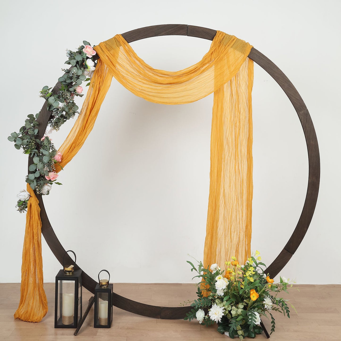 20ft Mustard Yellow Gauze Cheesecloth Fabric Wedding Arch Decorations, Window Scarf Valance Drapes, Boho Arbor Curtain Panel