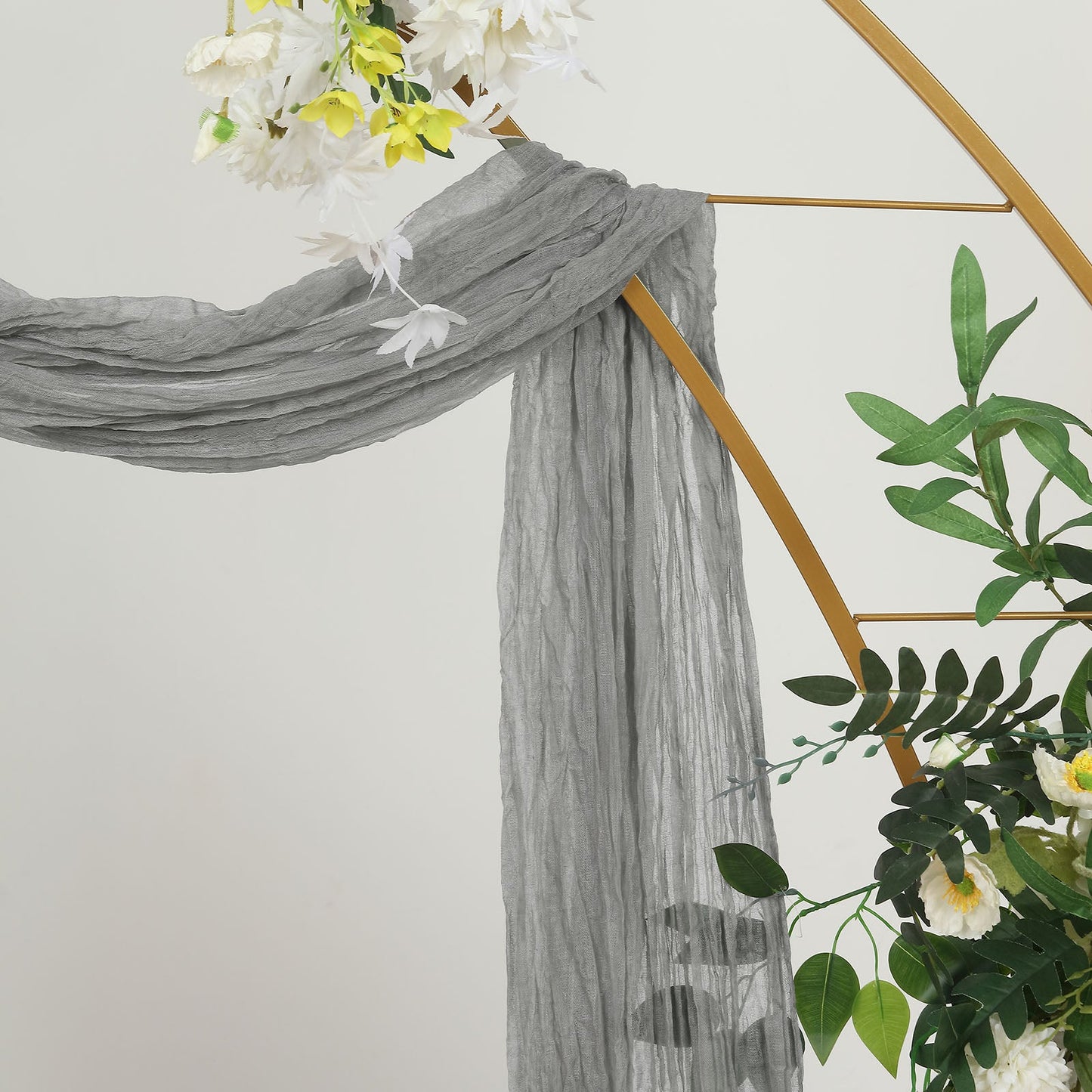 20 Feet Gray Fabric Window Scarf Cheesecloth