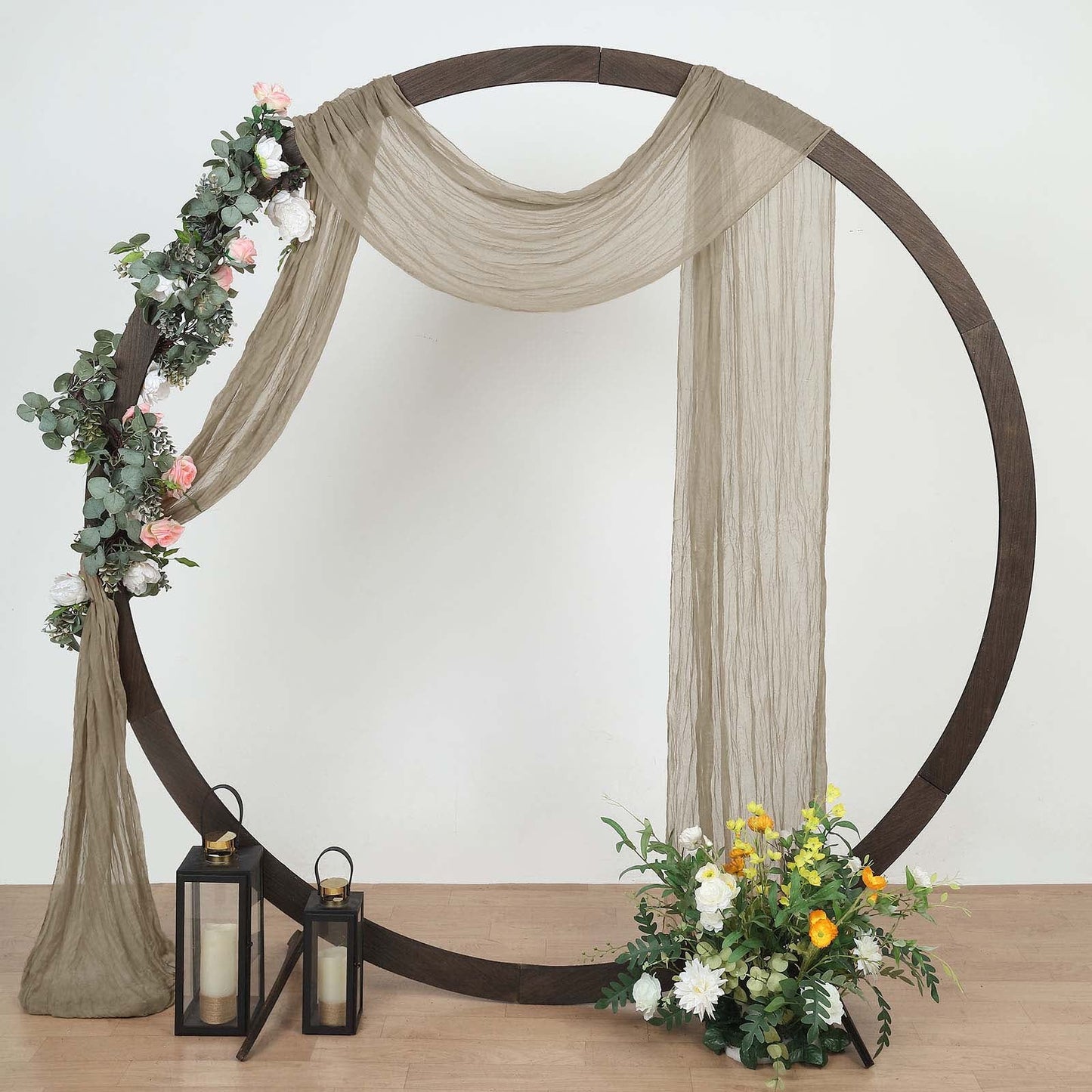 20ft Natural Gauze Cheesecloth Fabric Wedding Arch Decorations, Window Scarf Valance Drapes, Boho Arbor Curtain Panel