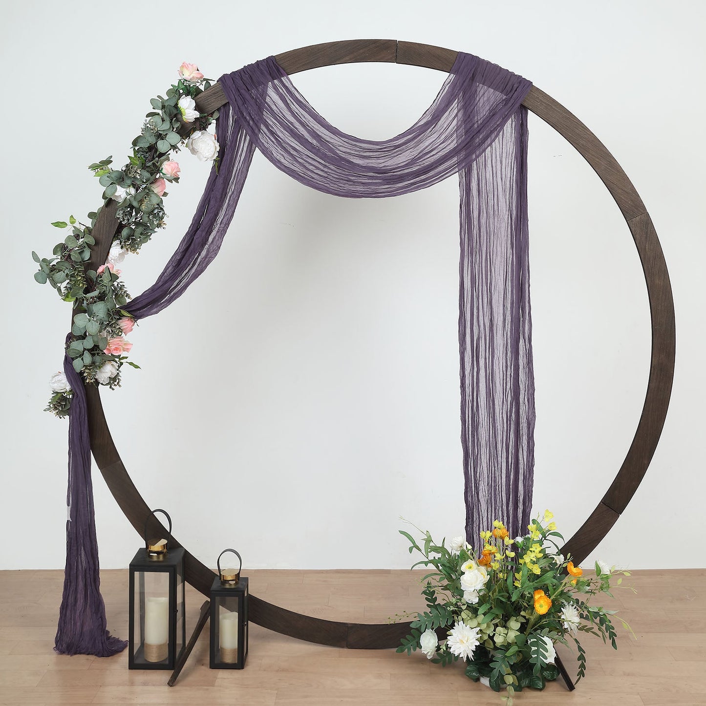 20ft Purple Gauze Cheesecloth Fabric Wedding Arch Decorations, Window Scarf Valance Drapes, Boho Arbor Curtain Panel