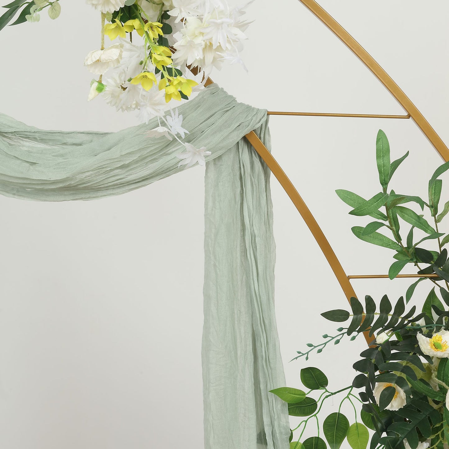 20 Feet Sage Green Fabric Window Scarf Cheesecloth