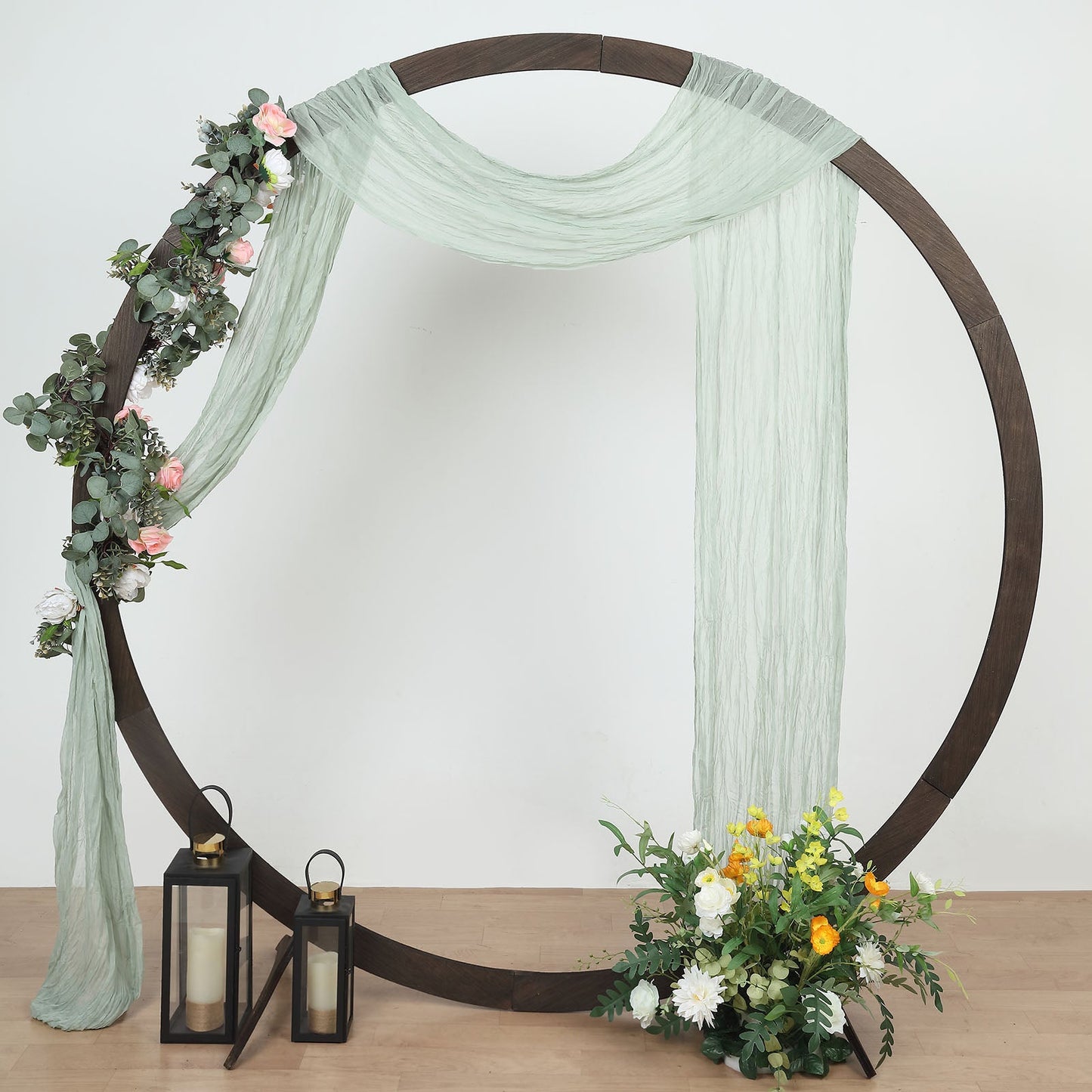 20ft Sage Green Gauze Cheesecloth Fabric Wedding Arch Decorations, Window Scarf Valance Drapes, Boho Arbor Curtain Panel