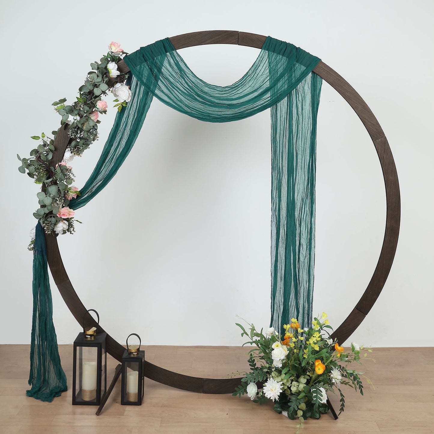 20ft Peacock Teal Gauze Cheesecloth Fabric Wedding Arch Decorations, Window Scarf Valance Drapes, Boho Arbor Curtain Panel