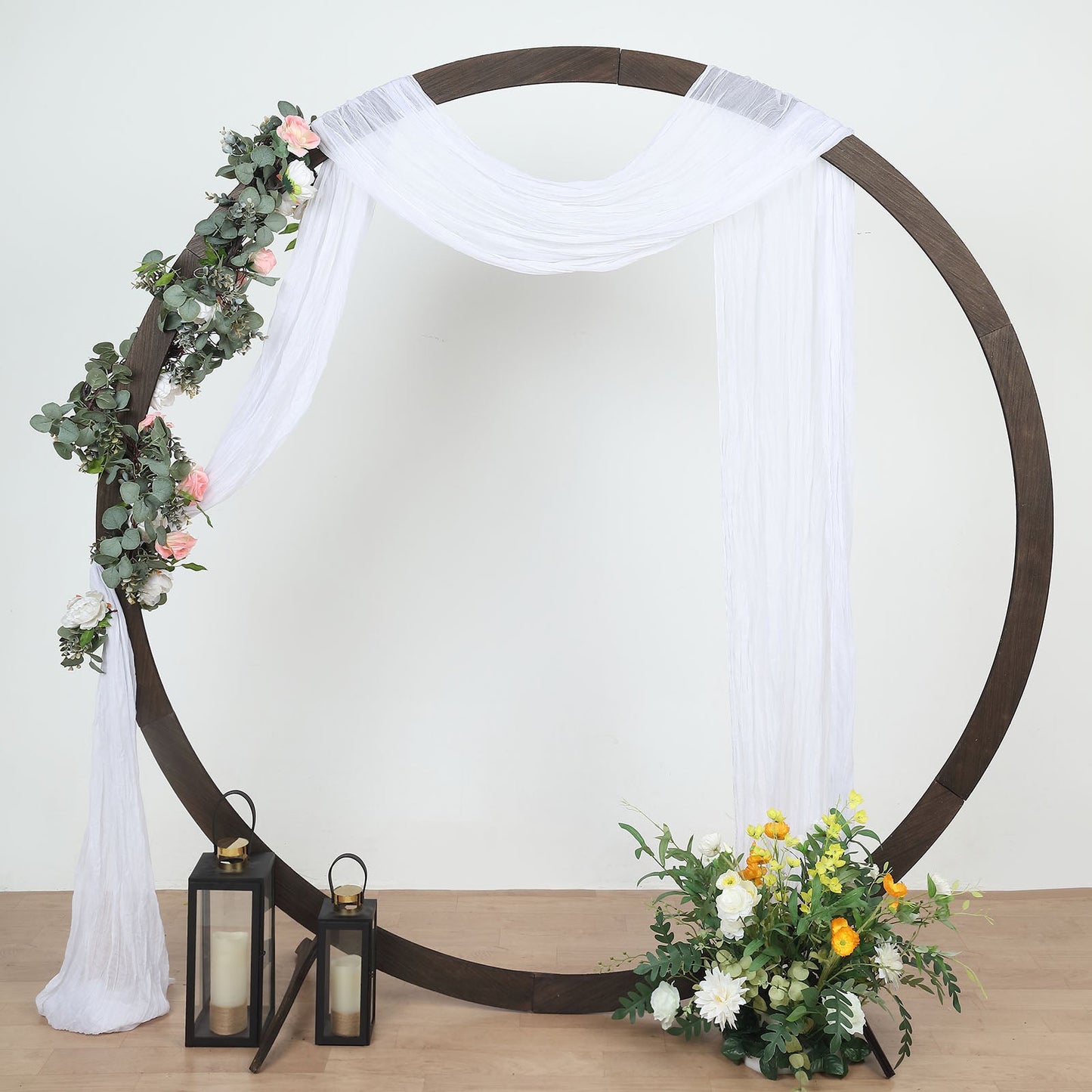 20ft White Gauze Cheesecloth Fabric Wedding Arch Decorations, Window Scarf Valance Drapes, Boho Arbor Curtain Panel