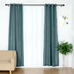 Handmade 52 Inch x 108 Inch Faux Linen Blue Curtains With Chrome Grommets