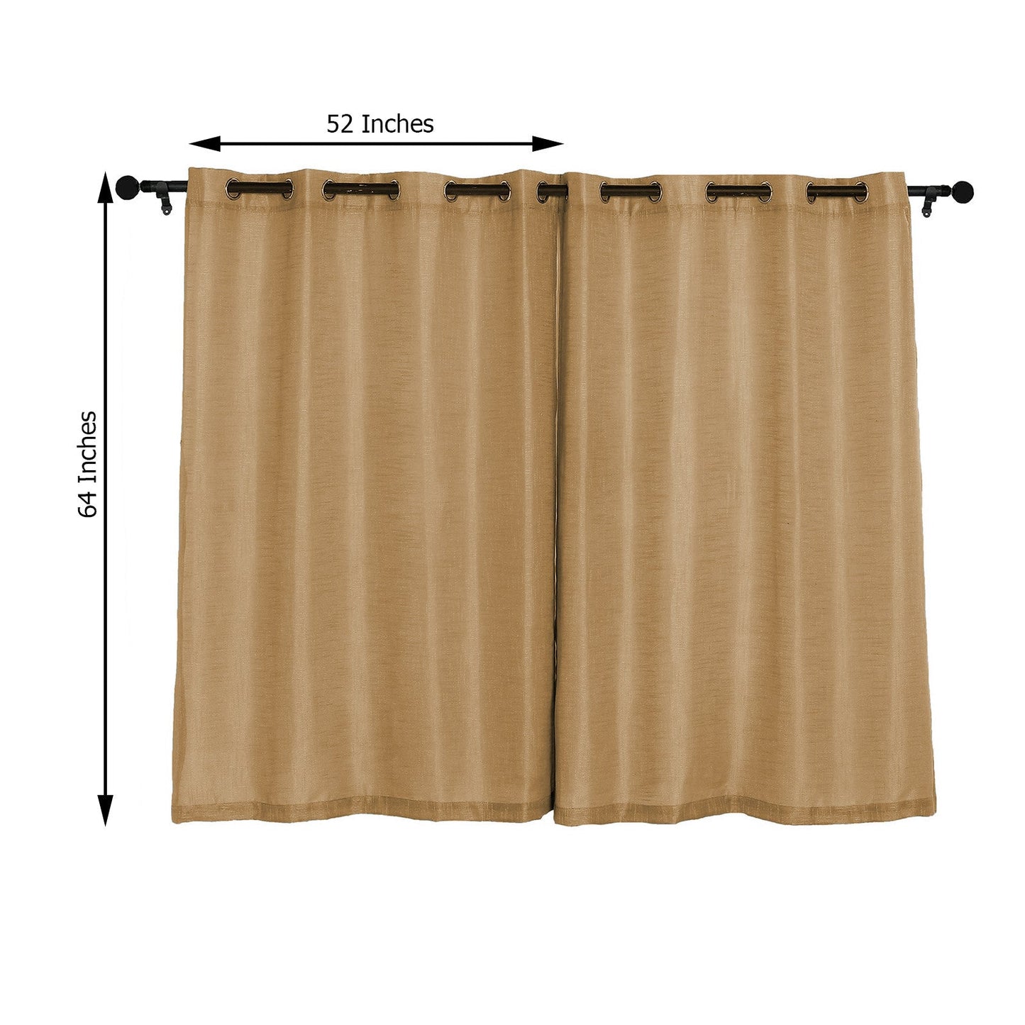 Natural Faux Linen Curtains 52 Inch x 64 Inch With Chrome Grommets 2 Pack