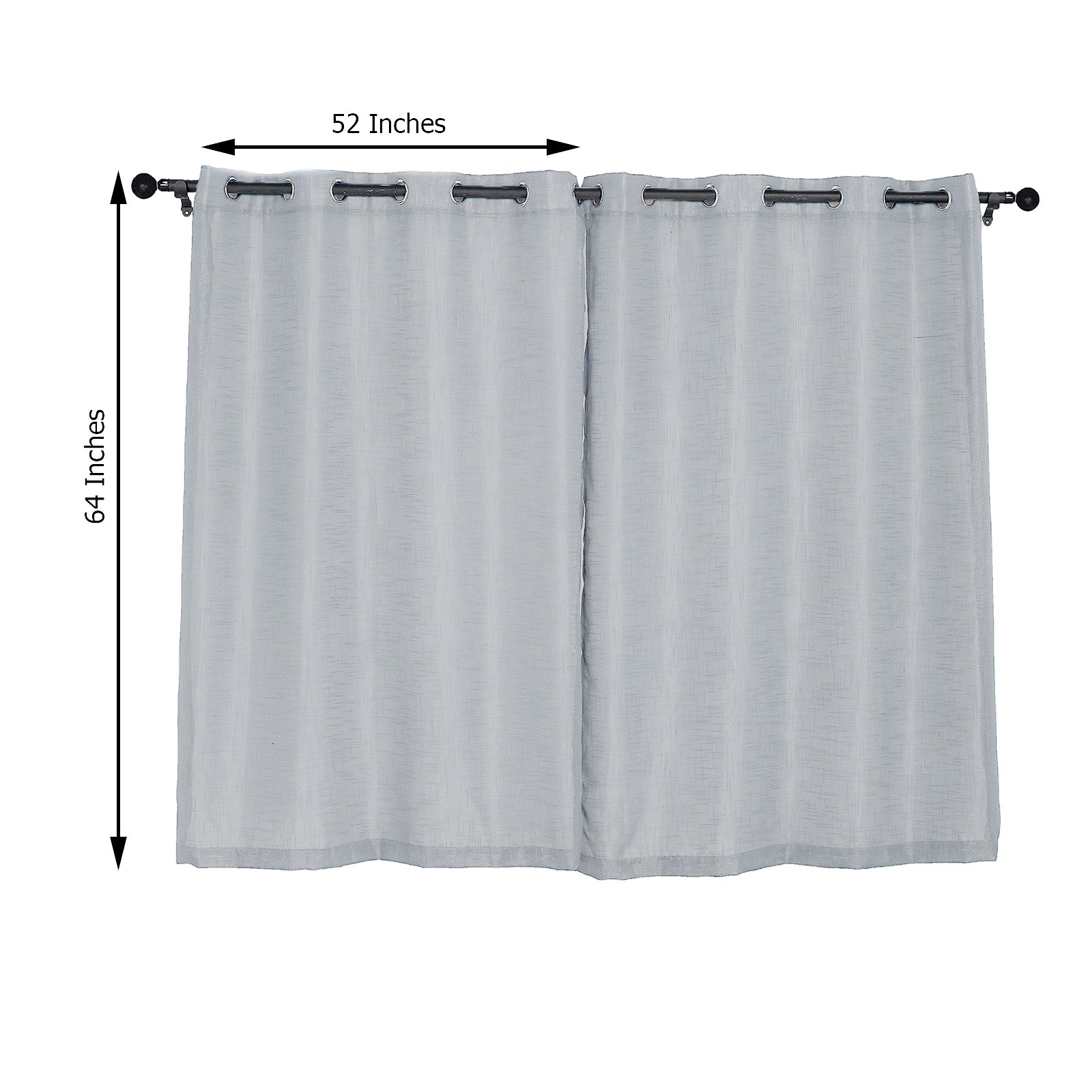 Handmade Faux Linen 52 Inch x 64 Inch Curtain Panels In Silver With Chrome Grommets