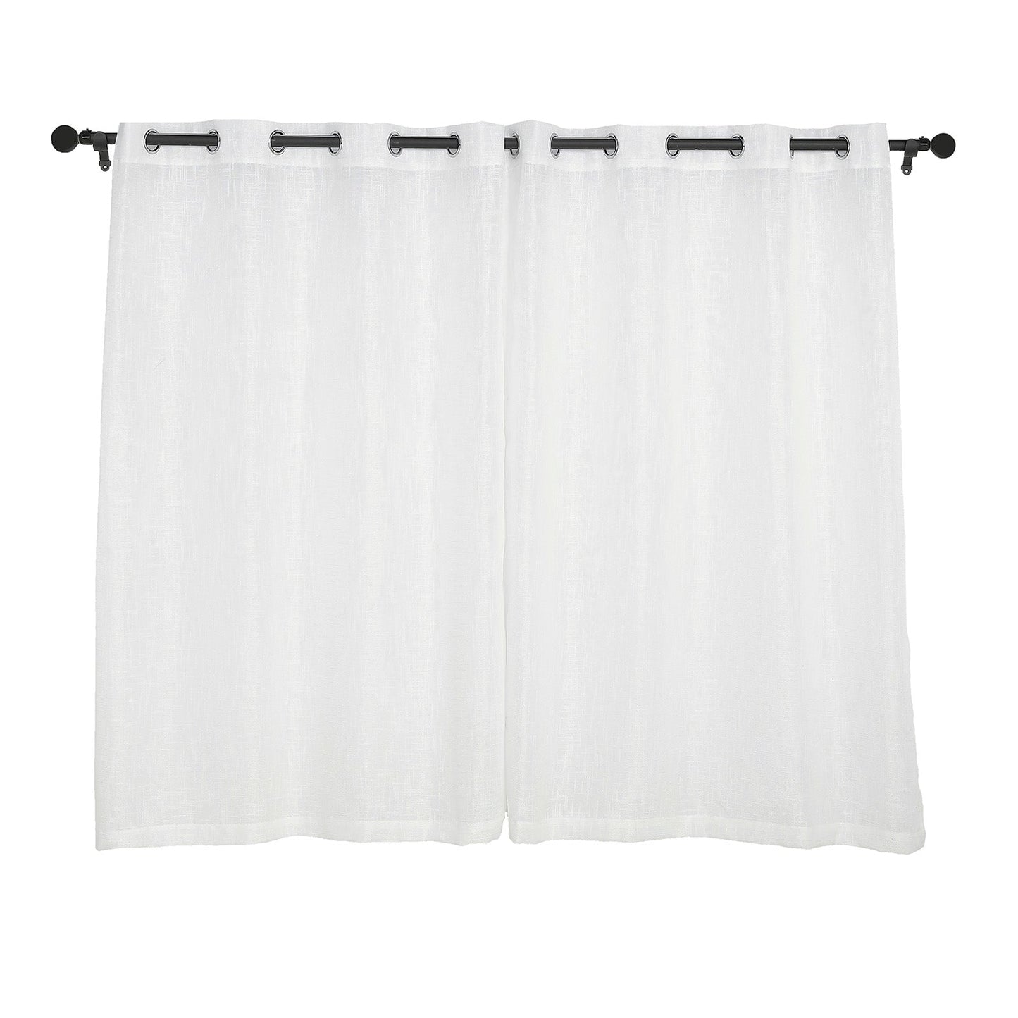 Handmade White Faux Linen Curtains 2 Pack 52 Inch x 64 Inch With Chrome Grommets