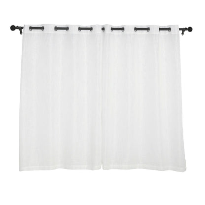 Handmade White Faux Linen Curtains 2 Pack 52 Inch x 64 Inch With Chrome Grommets