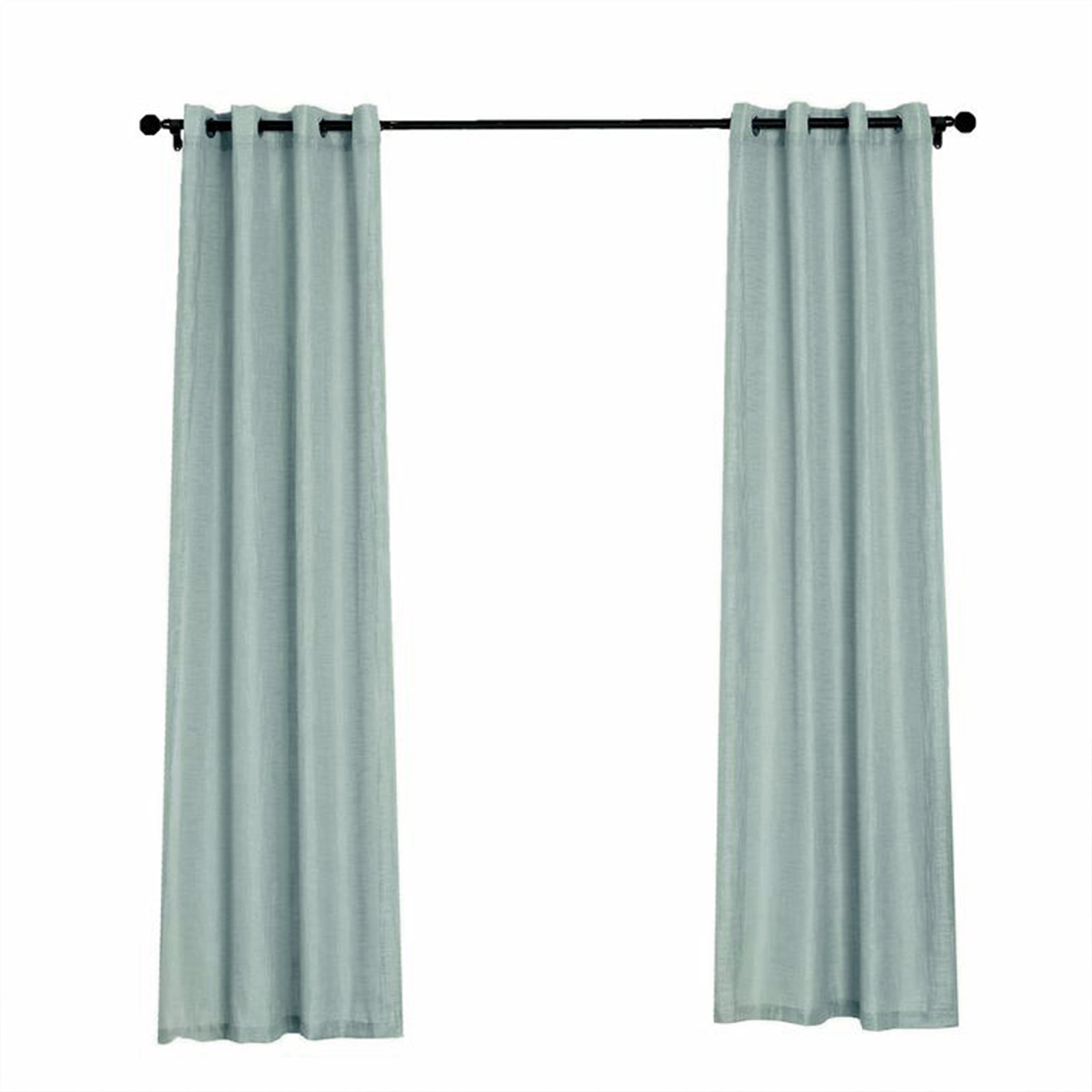 Dusty Blue Faux Linen Curtains With Chrome Grommets 52 Inch x 84 Inch
