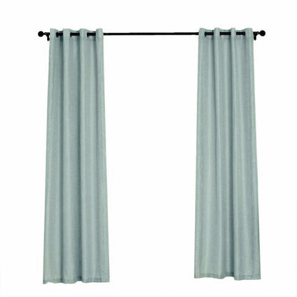 Dusty Blue Faux Linen Curtains With Chrome Grommets 52 Inch x 84 Inch