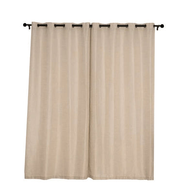 Handmade Beige Faux Linen Curtains: Rustic Elegance