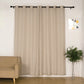 Faux Linen Curtains In Beige With Chrome Grommets 52 Inch x 96 Inch 