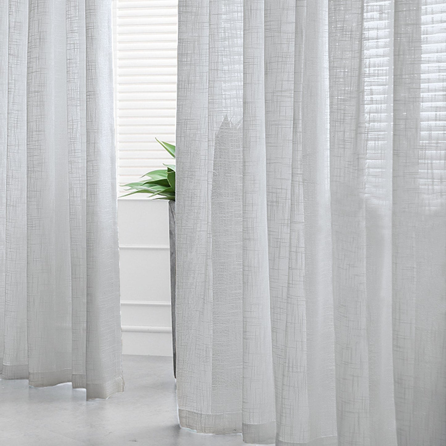 2 Pack | Handmade Silver Faux Linen Curtains 52"x96", Curtain Panels With Chrome Grommets