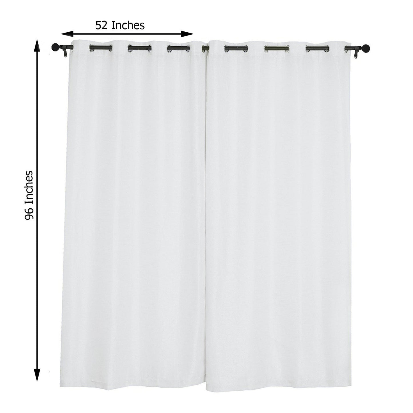 Handmade White Faux Linen 52 Inch x 96 Inch Curtain Panels 2 Pack With Chrome Grommets