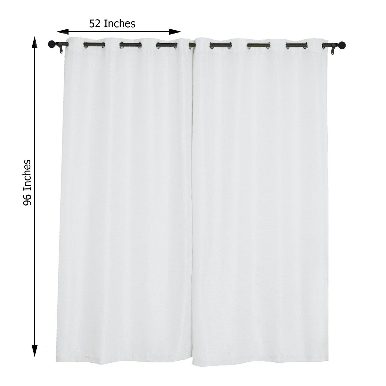 Handmade White Faux Linen 52 Inch x 96 Inch Curtain Panels 2 Pack With Chrome Grommets