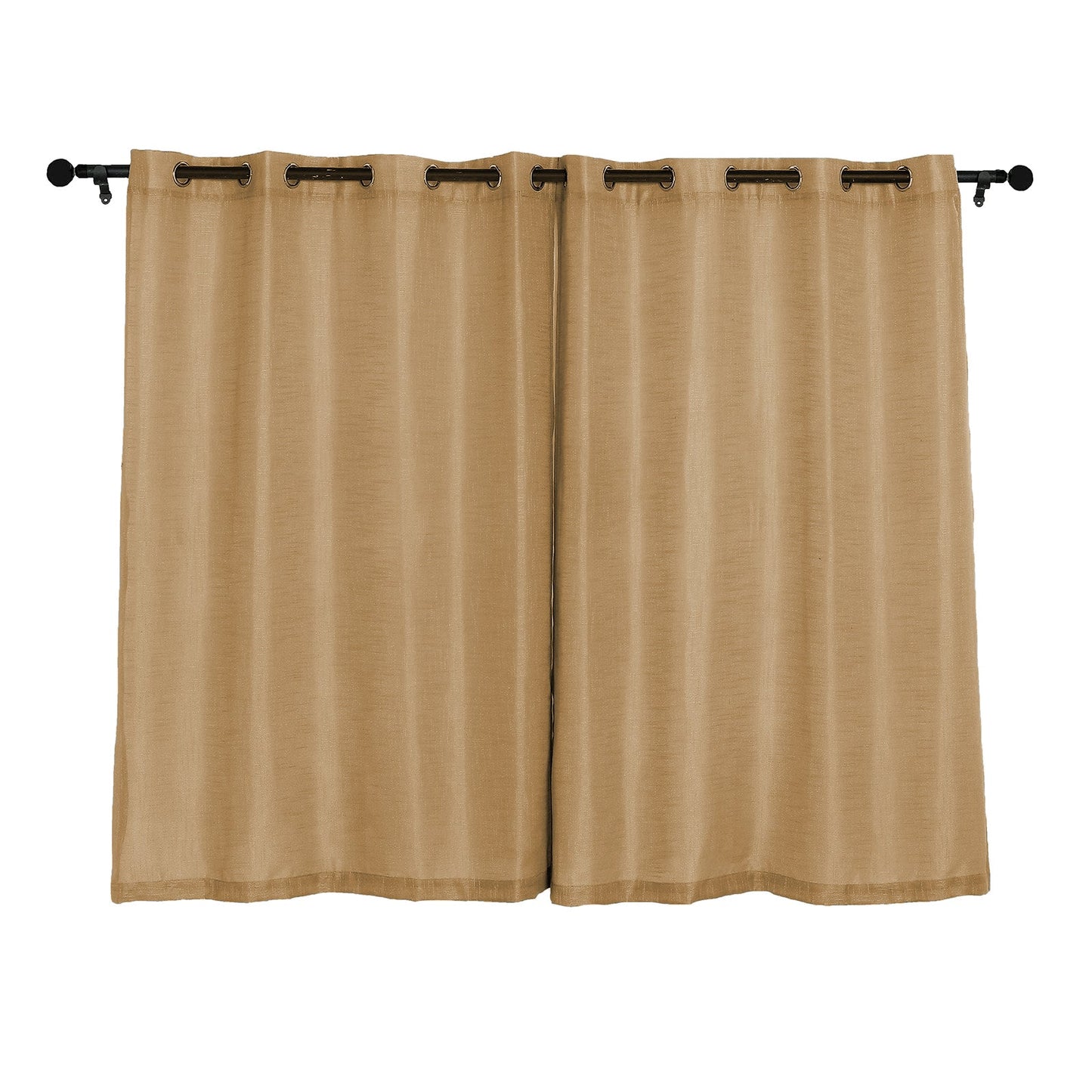 2 Natural Handmade Faux Linen Curtains 52 Inch x 64 Inch With Chrome Grommets