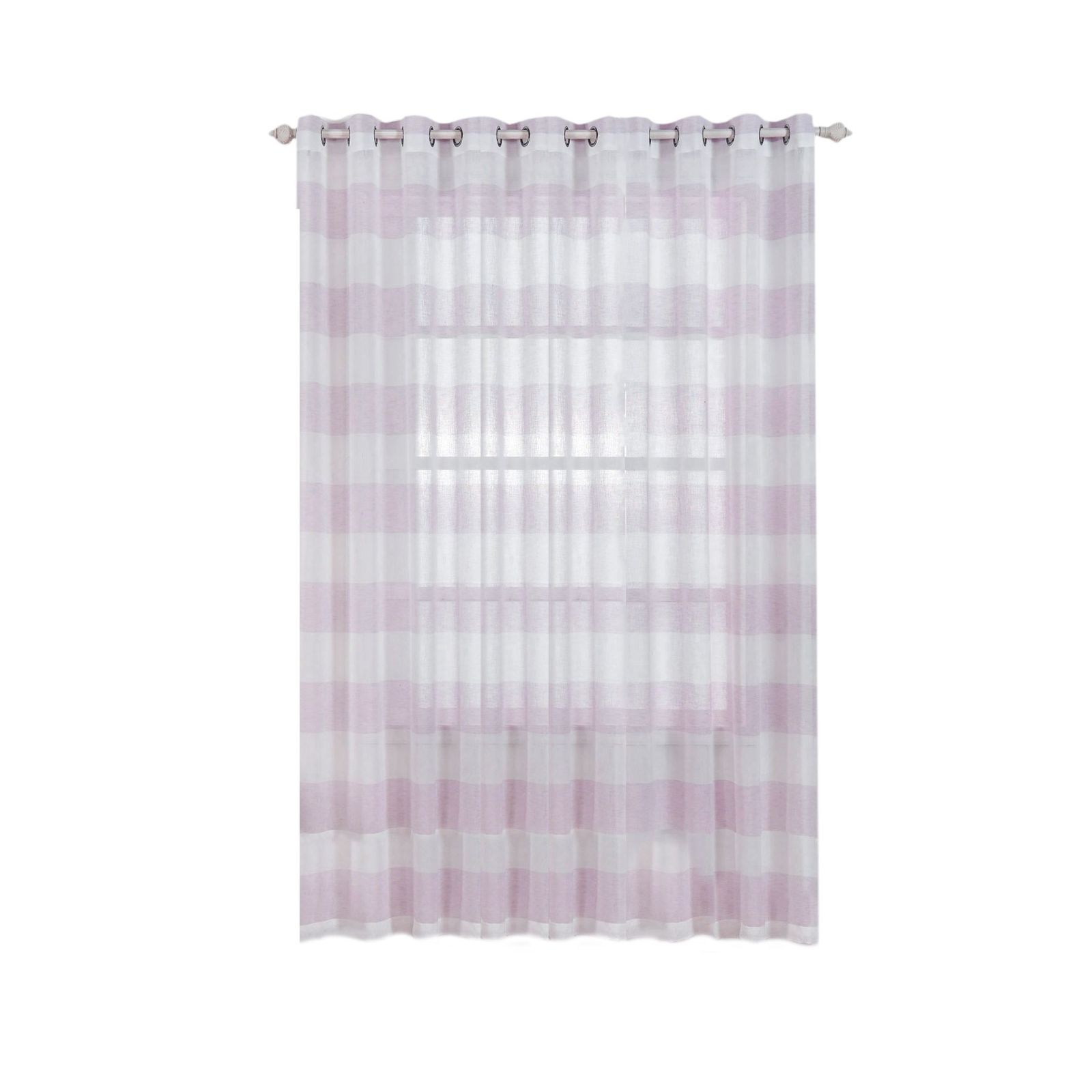 White & Lavender Curtains 52 Inch x 108 Inch Chrome Grommet Cabana Print Faux Linen 2 Pack  