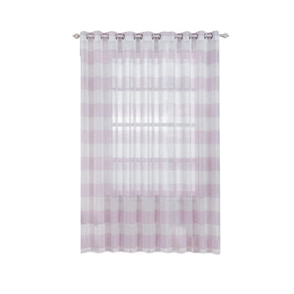 White & Lavender Curtains 52 Inch x 108 Inch Chrome Grommet Cabana Print Faux Linen 2 Pack  