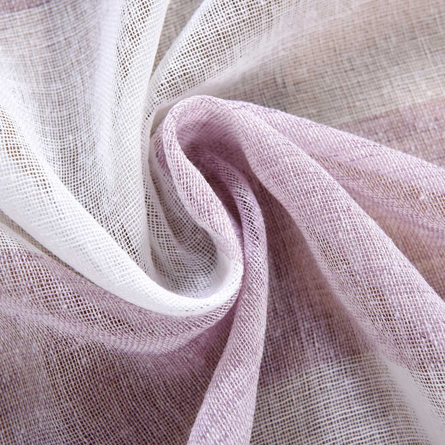 Chrome Grommet White & Lavender 52 Inch x 108 Inch Faux Linen Curtains In Cabana Print 2 Pack