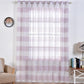 2 Pack | White/Lavender Lilac Cabana Print Faux Linen Curtain Panels With Chrome Grommet - 52"x108"