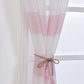 Set Of 2 White & Blush Cabana Print Faux Linen Curtain Panels With Chrome Grommet 52 Inch x 84 Inch 