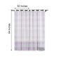 White and lavender lilac cabana print faux linen curtain panel with chrome grommet.