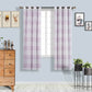 White and lavender lilac cabana print faux linen curtain panels.
