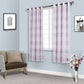White and lavender lilac cabana print faux linen curtain panels.