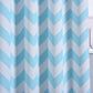 52 Inch x 84 Inch White & Baby Blue Chevron Design Thermal Blackout Curtains With Chrome Grommet