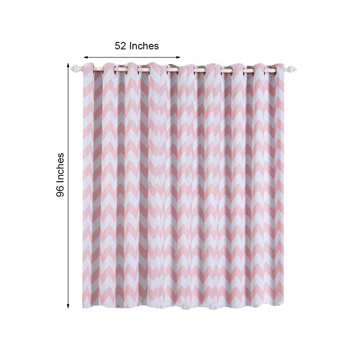 White blush chevron print thermal blackout curtains, 52"x96".