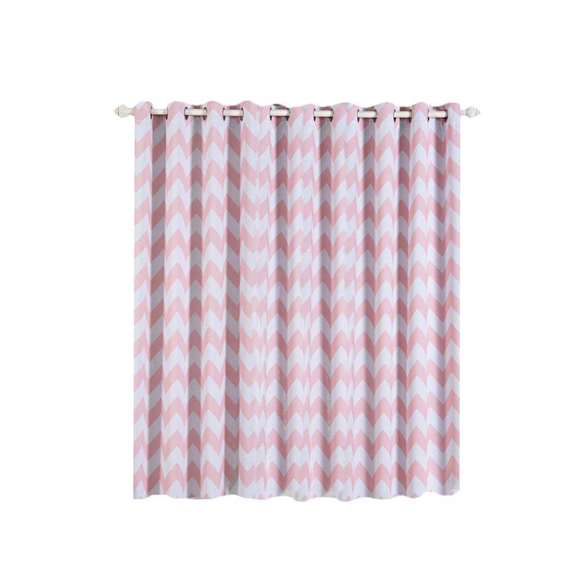 White blush chevron print thermal blackout window curtain panels.